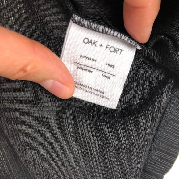 OAK + FORT Black Peplum Cinched Blouse Office Work - Picture 5 of 5